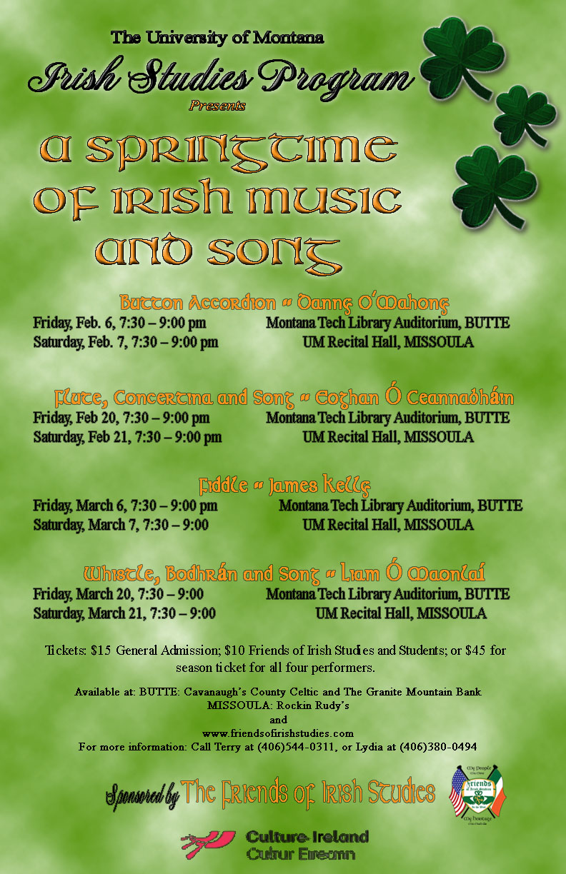 Montana – Friends of Irish Studies 2015 Spring Music Events