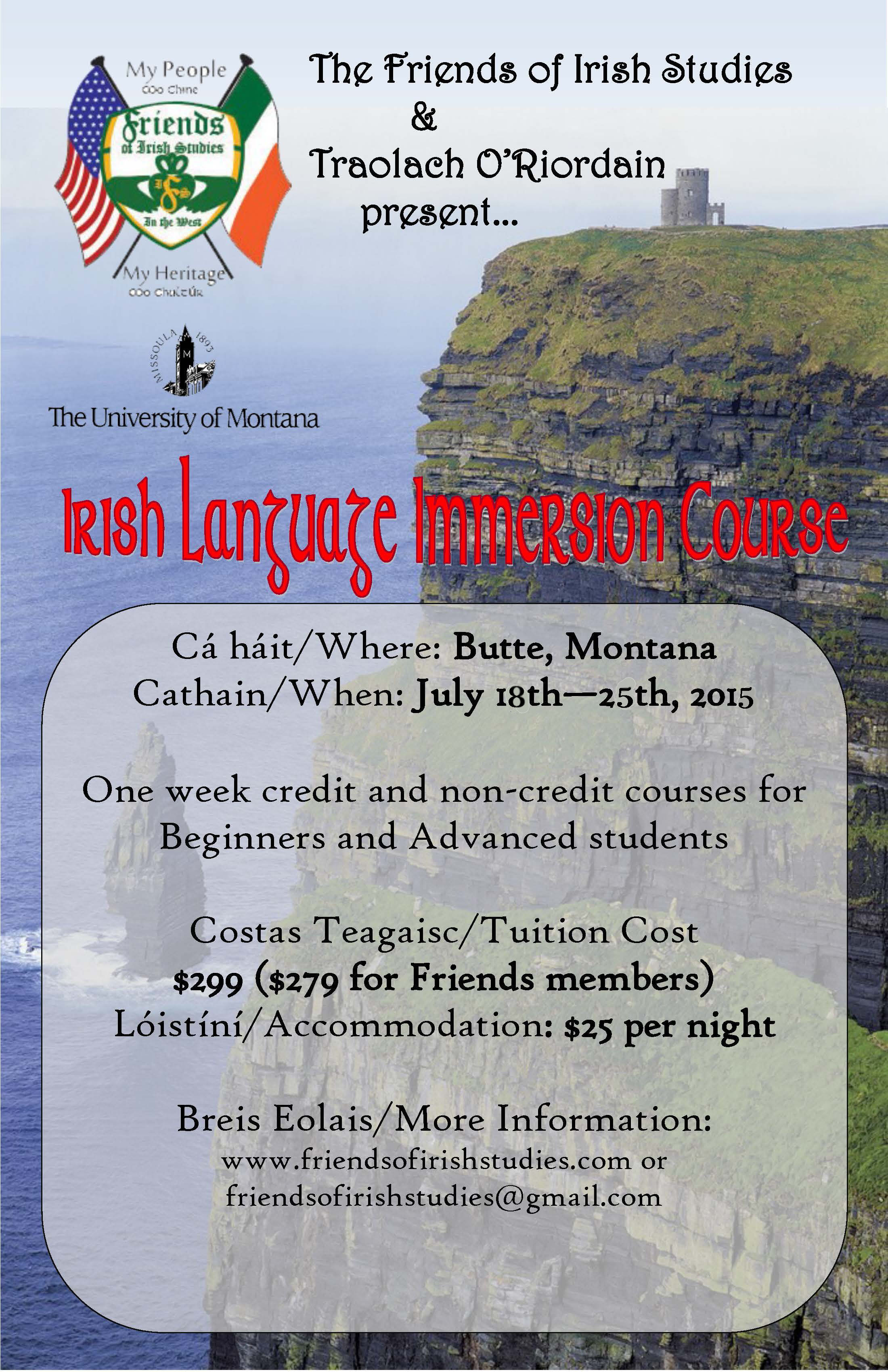 Friends of Irish Studies Offer Irish Language Immersion Course