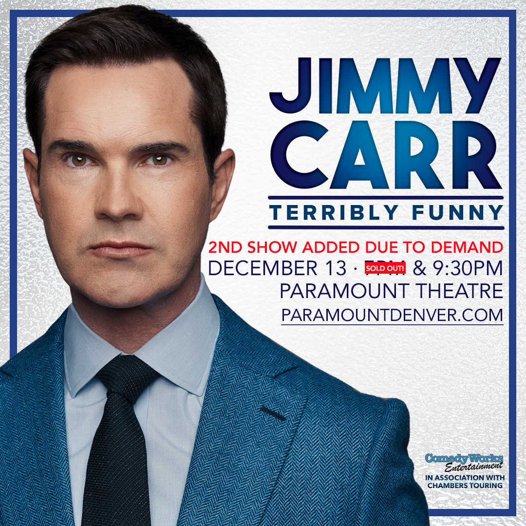 Due to overwhelming demand, Irish Comedian JIMMY CARR announces second “Terribly Funny” show at PARAMOUNT THEATER DECEMBER 13, 9:30PM