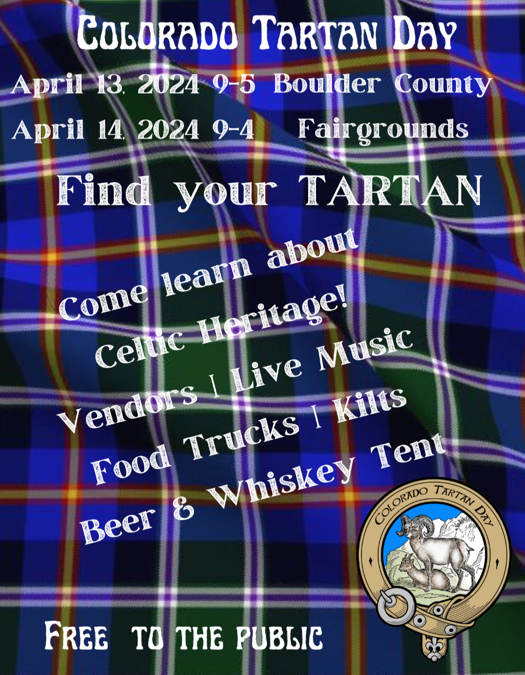 Colorado Tartan Day Fest April 13 & 14 2024, Boulder Co Fairgrounds…